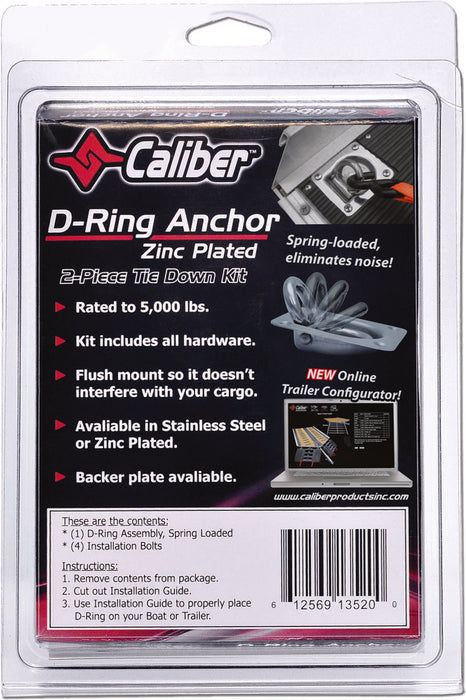 Caliber 42-5022 13520 ZINC COATED TRAILER D-RING KIT