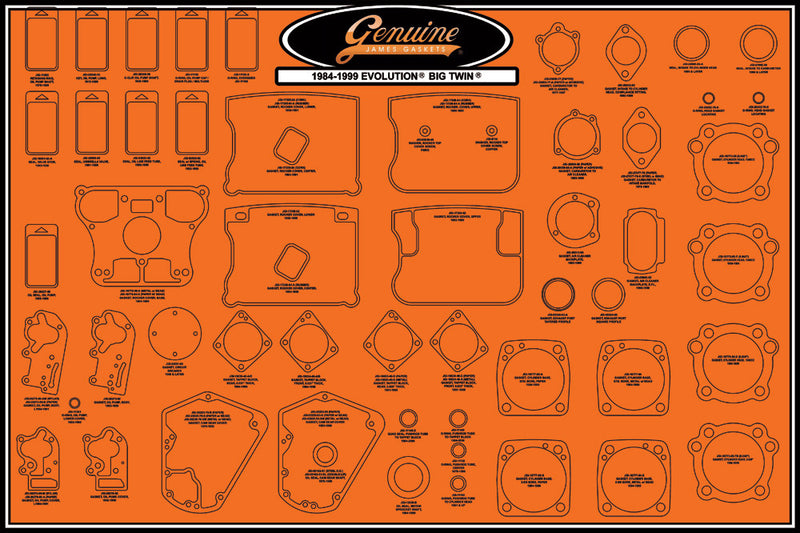 James Gasket James Gaskets Gasket Display Board BIG Twin - 99000-EVBT For Harley Motorcycles 1984-1999