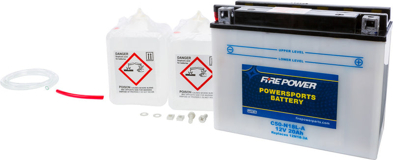 Fire Power Battery W Acid 12V Heavy Duty - C50-N18L-A For Harley Electra Glide / Tour / Touring 1980-1996 | Ski-Doo Snowmobiles 1990-2001