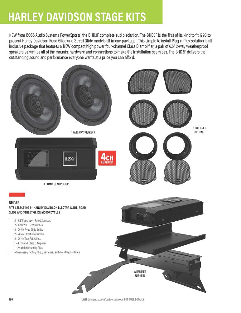 Boss Audio Front Audio Kit ` Fltr - BHD3F For Harley Touring 1998-2021