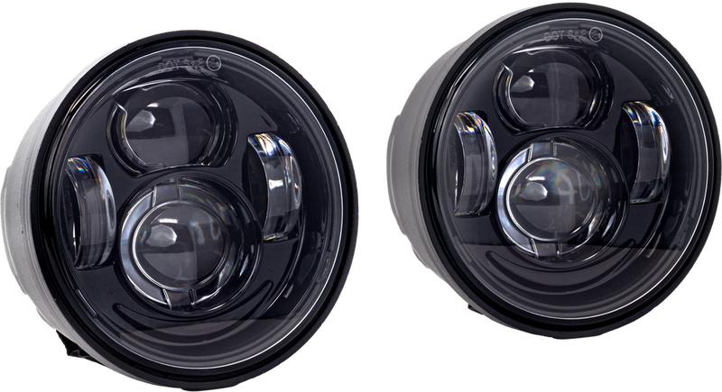 Letric Lighting Co LED Headlight Kit (pair) Black ` Fatbob - LLC-EFBH For Harley Fat Bob 2008-2017