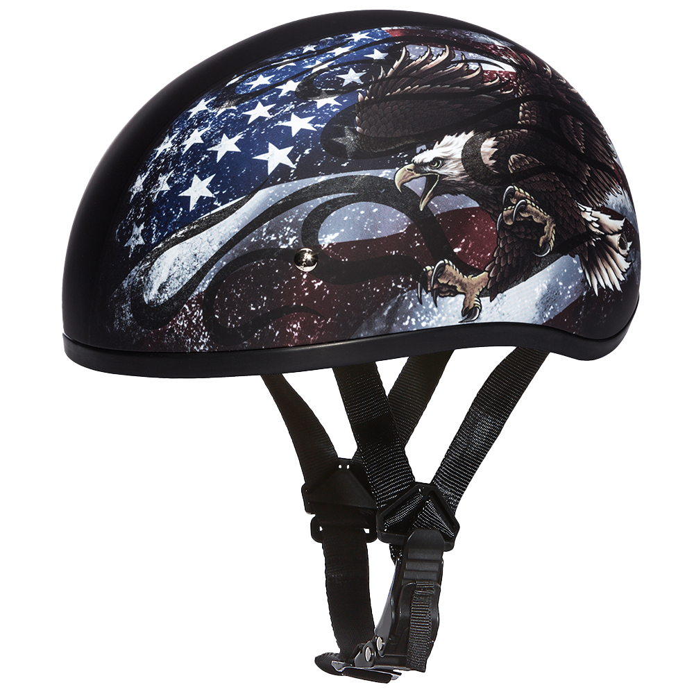 DOT Approved Daytona Motorcycle Half Face Helmet - Skull Cap Graphics ...