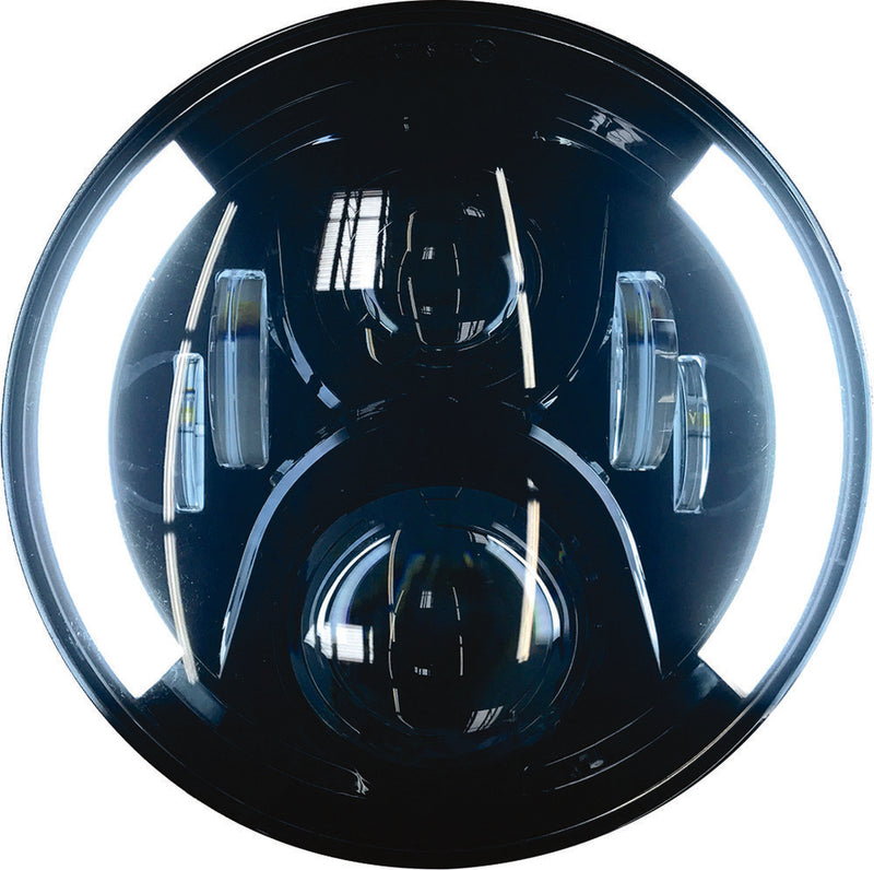 Pathfinder High Definition 7" LED Headlig Partial Halo Black - HD7DRLB For Harley Touring 2014-2019