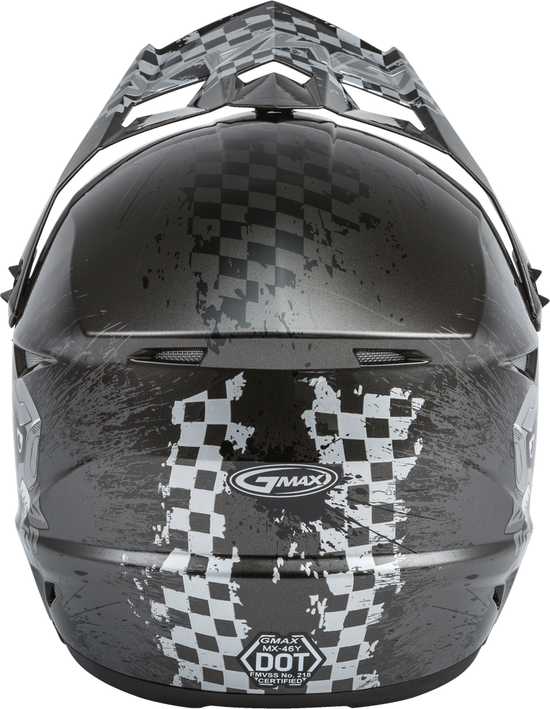 Gmax 72-6640YL G3461542 YOUTH MX-46Y OFF-ROAD ANIM8 HELMET DARK SILVER/BLACK YL