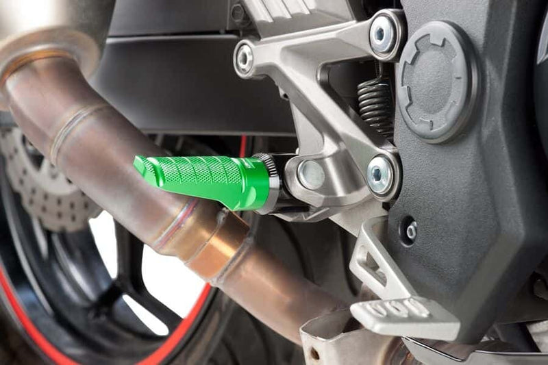 Puig Hi-Tech Parts Footpegs Racing Green - 6301V For Ducati Motorcycles 2008-2020 | Honda Motorcycles 2000-2021 | Triumph Motorcycles 2008-2021