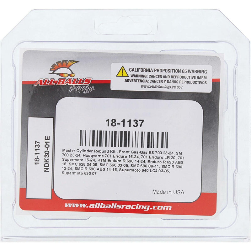 All Balls Master Clyinder Rebuild Kit Brake - 18-1137 Husqvarna Enduro 701 / Supermoto 701 / 701 Enduro 2016-2024