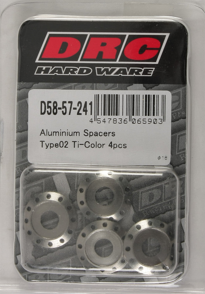 Drc 634-8302T D58-57-241 ALUMINUM SPACERS TYPE 2 TITANIUM M6X12MM 4/PK