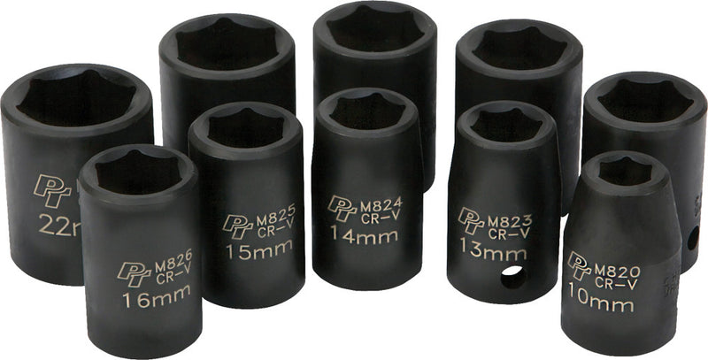 Performance Tool 117-1005 M593DB 10 PC 1/2" MET IMP SKT SET SHALLOW