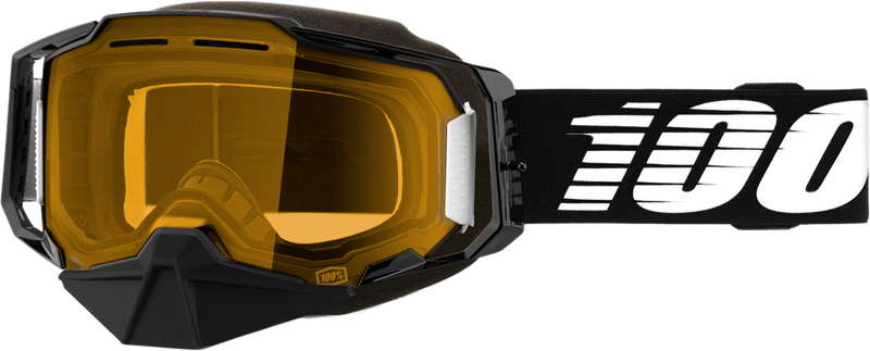 100% 610-5419 50007-10007 ARMEGA SNOWMOBILE GOGGLE BLACK W/ YLW LENS