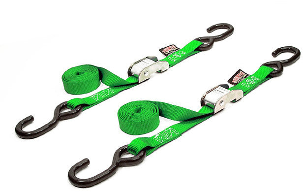 Powertye TIE-Down CAM S-Hook 1"X5.5' Green Pair - 22265