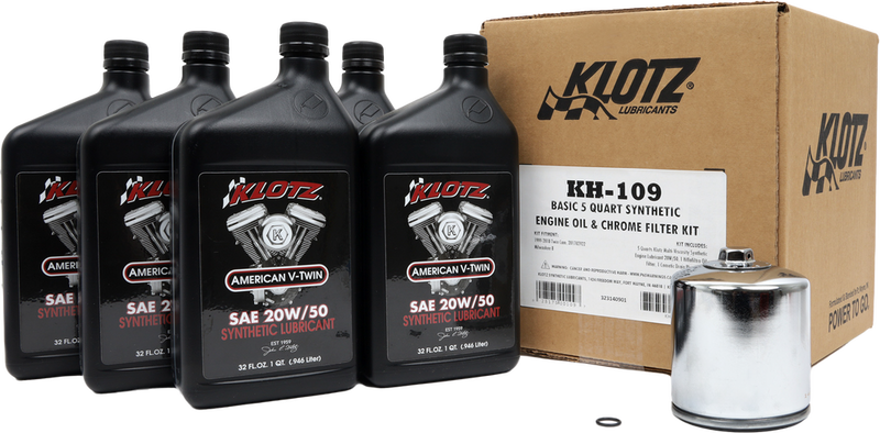 Klotz Oil Basic Harley Davidson 5QT Synthetic OIL Change Kit - KH-109 For Harley Motorcycles 1999-2026