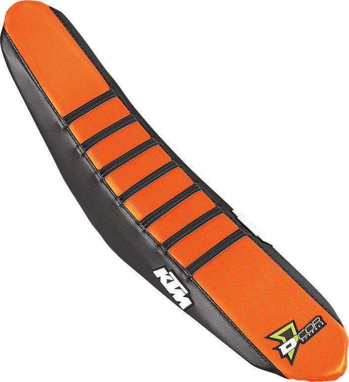 D'cor Visuals D-Cor Seat Cover Black Orange With Ribs - 30-30-206 KTM Dirt Bikes 2016-2018
