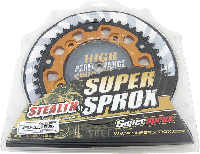 Supersprox Rear Stealth Sprocket Aluminum Steel 43T-525 GLD Suzuki TRI - RST-1792-43-GLD Triumph Motorcycles 2000-2015