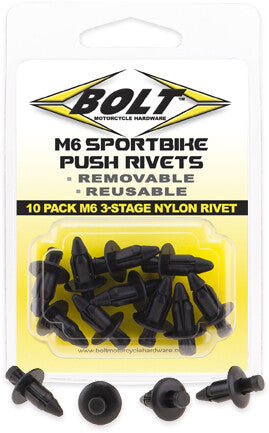 Bolt 020-00120 2005-6SRIV M6 THREE STAGE PUSH RIVET KIT 10/PK