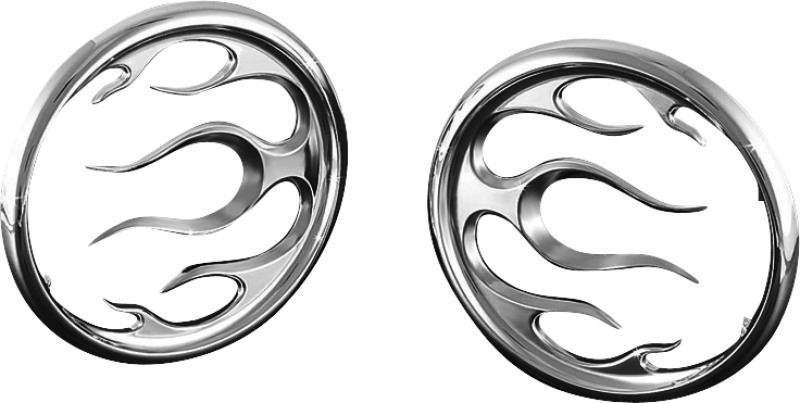 Kuryakyn 3788 Flame Speaker Grills Chrome - Photo - Primary