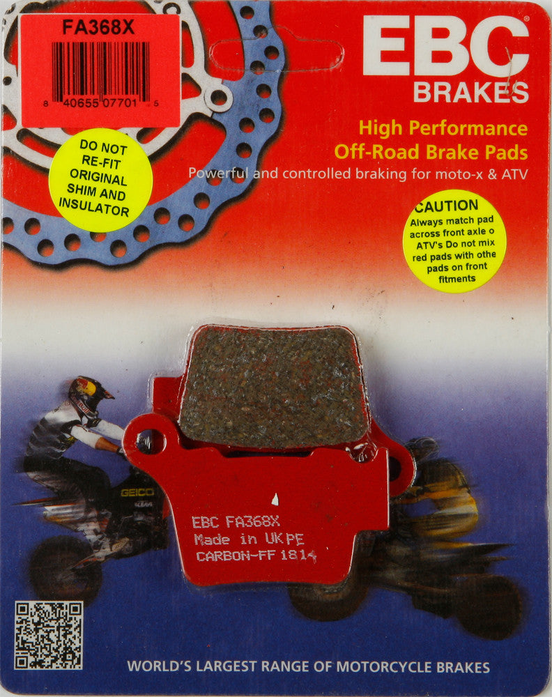 EBC Brake Pads - FA368X For Harley Touring 2014-2016 | Sherco Dirt Bikes 2019-2020 | BMW G450X / 450 2008-2011 | Husaberg FE 450 / FE 570 2009