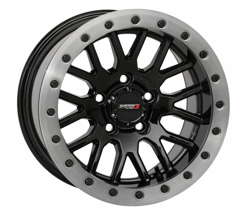 System 3 SB9 Wheel 15X9 5+4 (+10MM) 5/4.5 Gloss Black - 15S3-9144 Polaris RZR / Xpedition 2022-2024