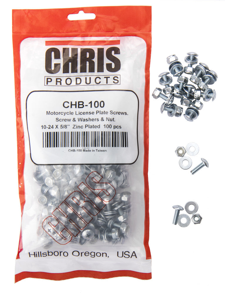 Chris Products 60-1949 CHB100 LICENSE PLATE FASTENERS 100/PK 100 PACK
