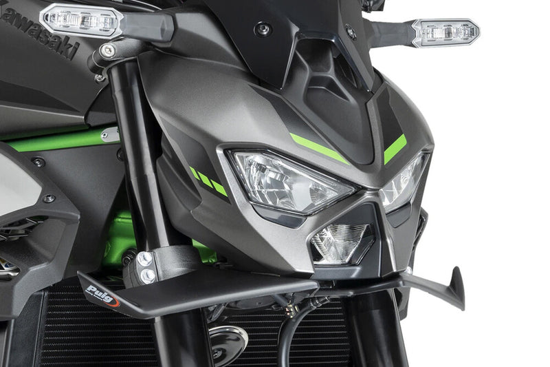 Puig Hi-Tech Parts Downforce Front Spoiler Matte Black - 22446J Kawasaki 900 2025