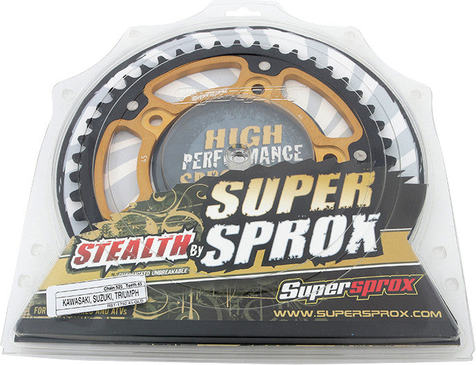 Supersprox Rear Stealth Sprocket Aluminum Steel 45T-525 GLD Suzuki TRI - RST-1792-45-GLD Triumph Motorcycles 2000-2015