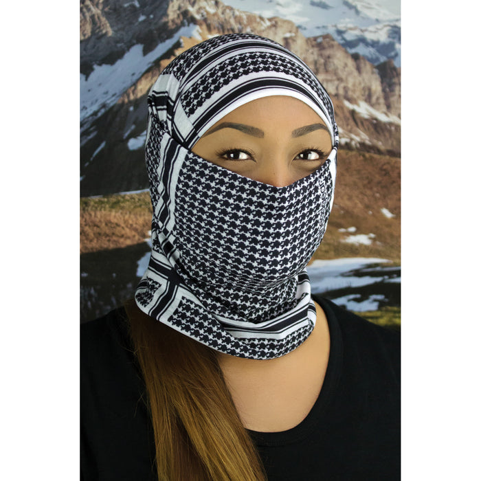 ZAN HEADGEAR 2502-0112 TF235BW Motley Tube® Fleece Lined houndstooth - black and white