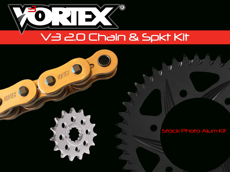 Vortex 3-CKG6458 CKG6458 SPROCKET/CHAIN KIT STL/ALU 16/43T BLK SX3 525-114L GLD