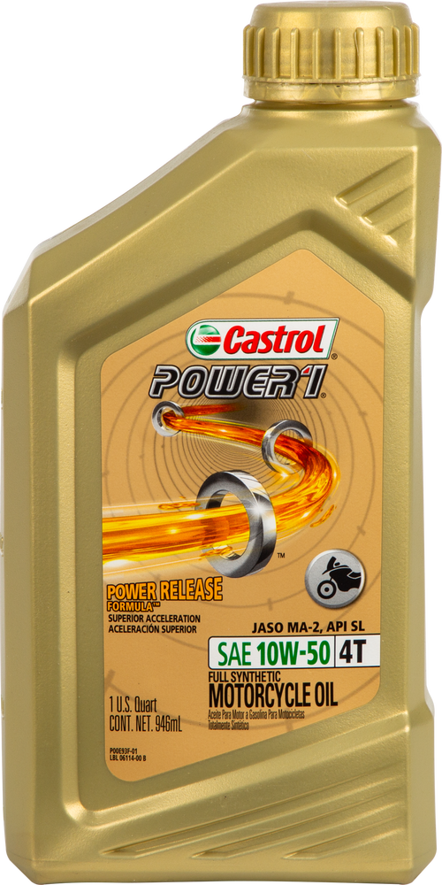 Castrol 83-0444 15D2C1 POWER 1 SYNTHETIC OIL 4T 10W50 1QT