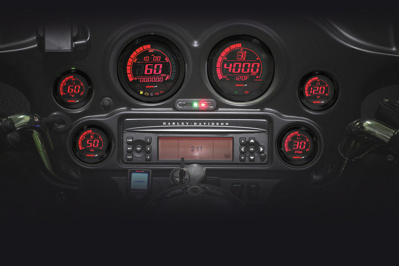 Koso North America HD-02 Series Gauge Kit Black Bezel OIL Temp - BA050907 For Harley Touring 2004-2013
