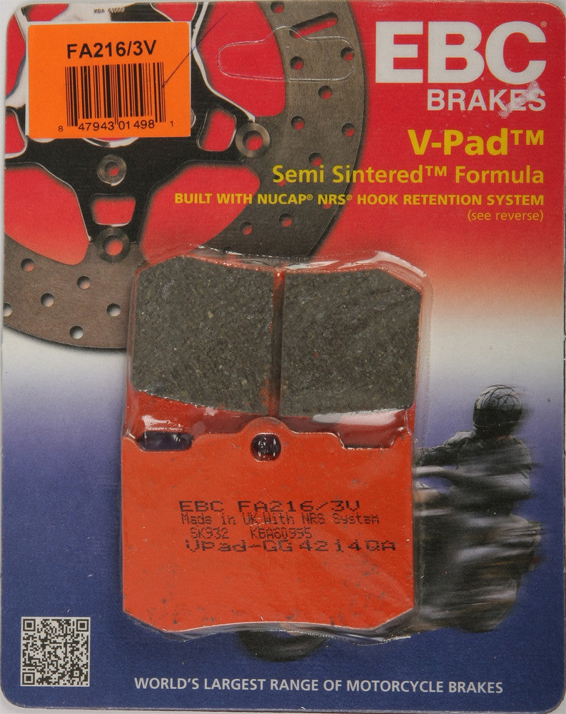 Ebc Brake Pads V-Series - FA216/3V For Indian Scout / Spirit / Chief 2002-2003