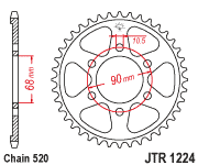 JT Sprockets Rear Sprocket Steel 36T-520 - JTR1224.36 Honda CBR300R 2019-2020