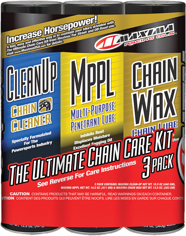 Maxima Racing Oil 78-9949 70-749203 ULTIMATE CHAIN WAX CARE KIT 3/PK