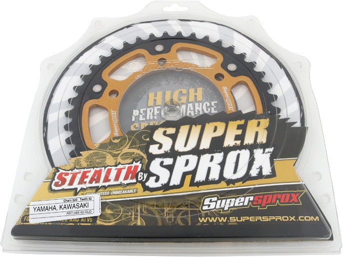 Supersprox Rear Stealth Sprocket Aluminum Steel 42T-520 GLD - RST-486-42-GLD Yamaha R3 2015-2017