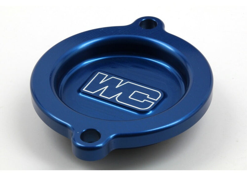 Works OIL Filter Cover Blue KTM HUS GAS - 27-110 For Husqvarna Dirt Bikes 2014-2016 | KTM Dirt Bikes 2012-2016