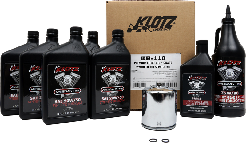 Klotz Oil 842-0165 KH-110 PREMIUM HARLEY DAVIDSON 5QT SYNTHETIC OIL CHANGE KIT