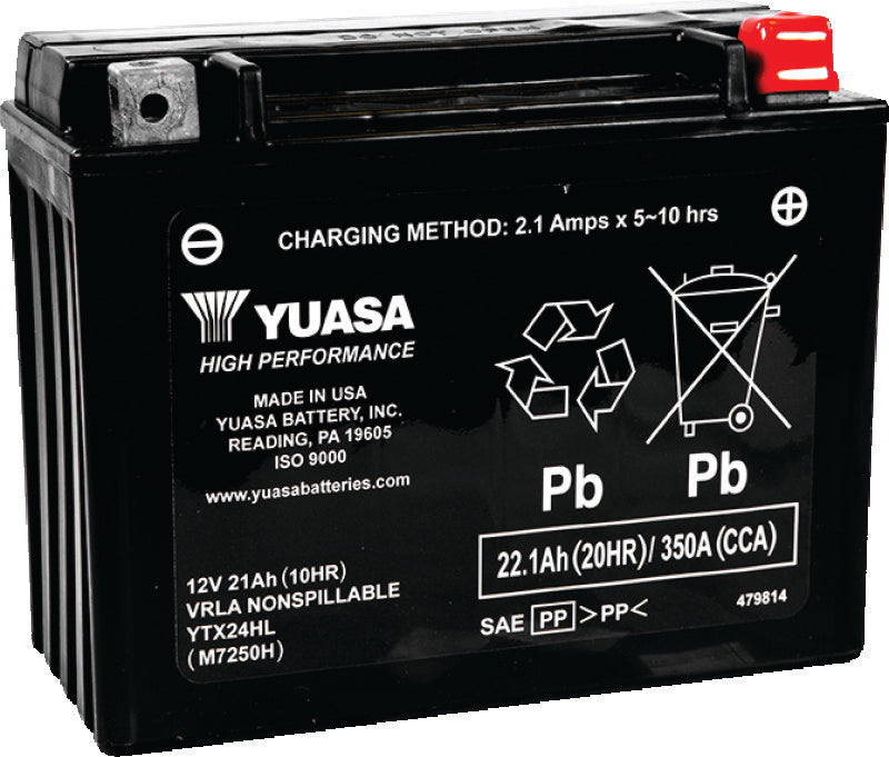 Yuasa Battery YUAM7250H Yuasa YTX24HL Maintenance Free AGM 12-Volt Battery - Photo - Primary