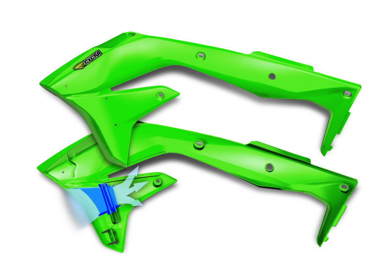 Cycra 1CYC-1867-72 16-18 Kawasaki KX450F Powerflow Radiator Shrouds - OEM Green - Photo - Primary