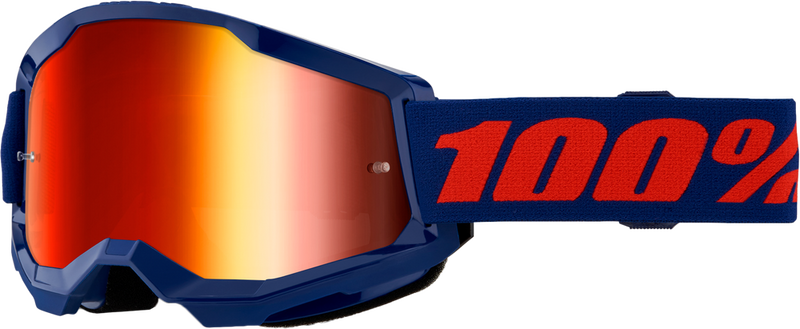 100% 610-5241 50028-00021 STRATA 2 GOGGLE NAVY MIRROR RED LENS