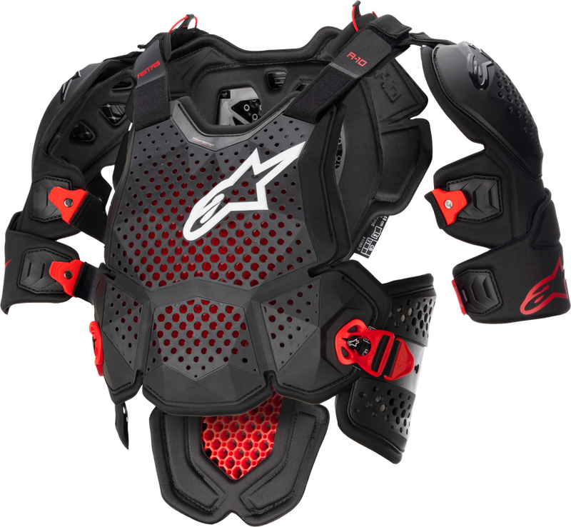 Alpinestars 482-62208 6700523-1431-M/L A-10 V2 FULL CHEST PROTECTOR ANTHRACITE/BLACK/RED MD/LG