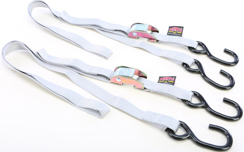 Powertye TIE-Down CAM S-Hook 1"X5.5' Silver Pair - 22264