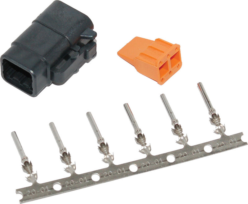 Namz Custom Cycle 850-08049 MDP-6B DEUTSCH DTM 6-PIN BLACK PLUG W/6 TRMNLS/WDGLCK HD74116-98BK