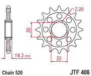 JT Sprockets Front CS Sprocket Steel 16T-520 - JTF406.16 BMW 310 / G310R / G310GS 2016-2022