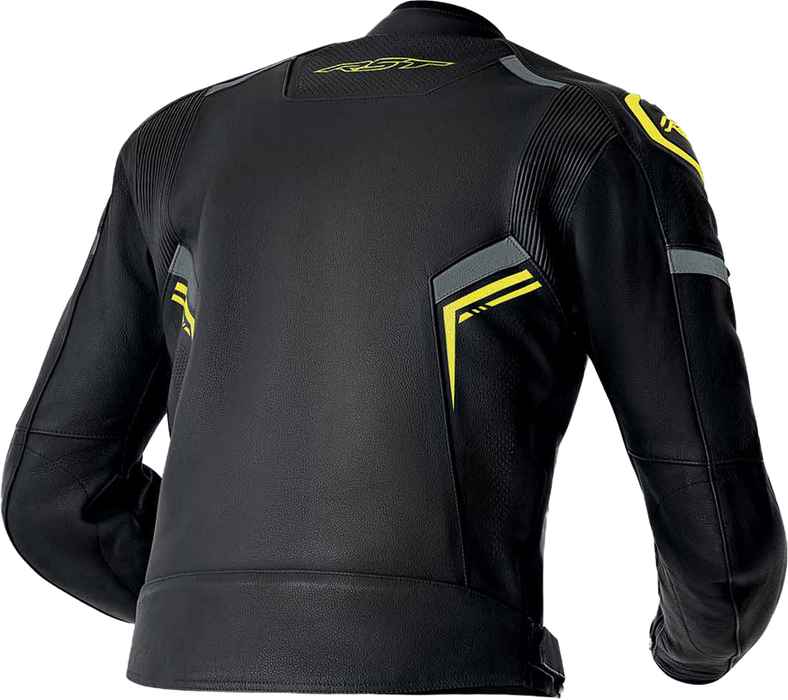 Rst 556-3605250 103605F.YEL-50 S1 D3O LEATHER JACKET BLK/GRY/FLO YEL 3X