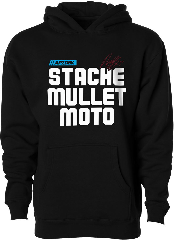 Dbk 325-00029YM YHAP-STACHEMULL-M STACHE MULLET MOTO YTH HOODIE BLACK YM