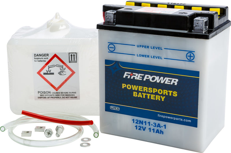 Fire Power Battery W Acid 12V - 12N11-3A-1 Suzuki 550 Indy / 185 Adventurer / Ranger 1972-1977