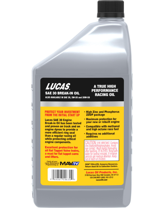 Lucas 58-54090 10630 BREAK IN OIL SAE 30 1 QT 6/CASE
