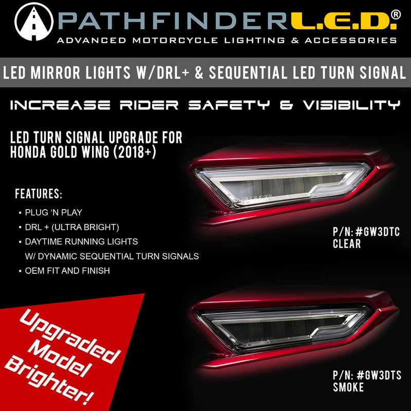 Pathfinder LED Mirror SEQ TS W DRL Smoke Honda GL Honda Gold - GW3DTS Honda Gold 2018-2025