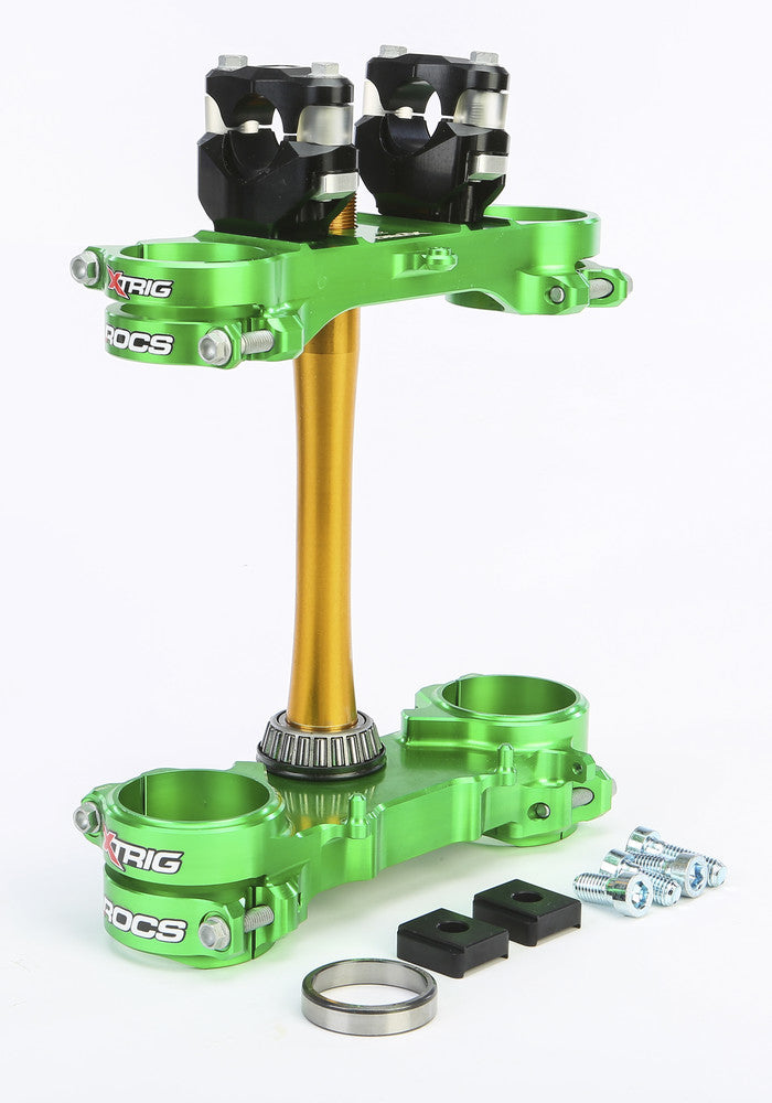 Xtrig Rocs Tech Clamp SET Green Kawasaki 23MM - 501330401101 Kawasaki KX 250 / KX 450 2013-2020