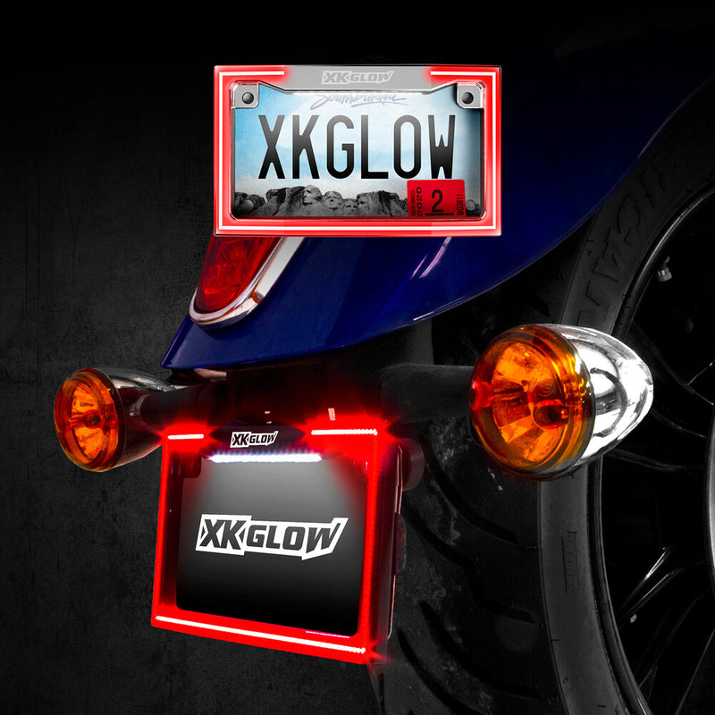 Xk Glow 653-0024 XK034018-B LICENSE PLATE FRAME LIGHT WITH TURN SIGNAL BLACK