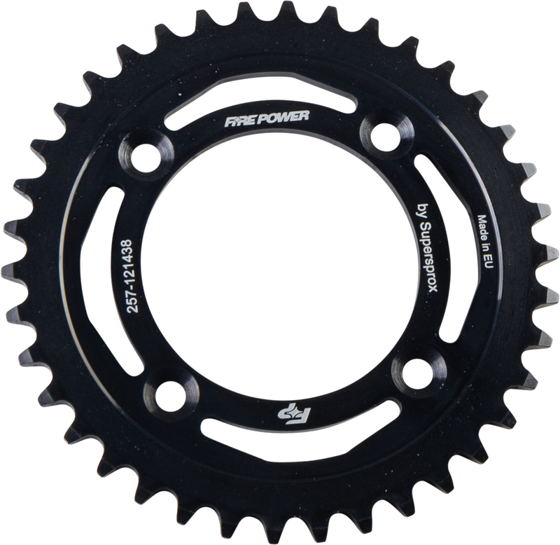 Fire Power Rear Sprocket Steel 38T Black - FPS-1214-38-BLK Honda CR60R 1983-1984