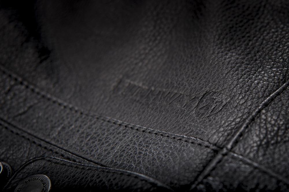 Primer jacket in black showcasing leather material